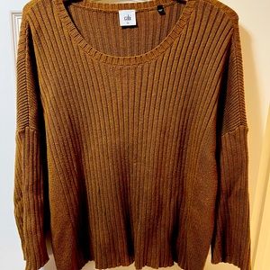 Cabi- long sleeve chestnut brown cotton sweater - goes with everything!